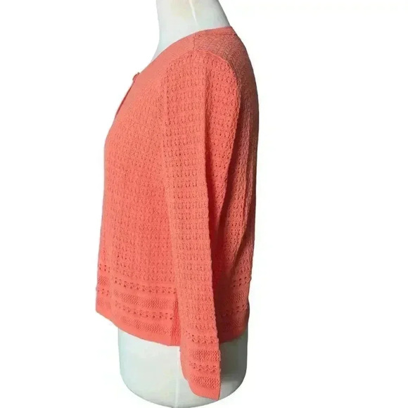 New Appleseed's Women's Small Coral Color Loose Knit Cardigan Sweater 3/4 - Picture 4 of 7